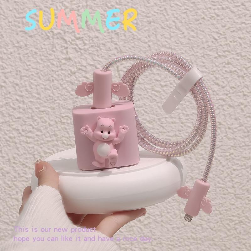Cute Cable Protector Cord Wire Cartoon Protection Charger Protector Cover Soft Siliconer Charging Cable Protection Case for iPhone 18/20w