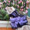 Luxury Handmade Puppy Dog Costumes Fine Fashion Black Purple Lace Bow Long Tail Princess Dress For Small Medium Dog Pet Clothes