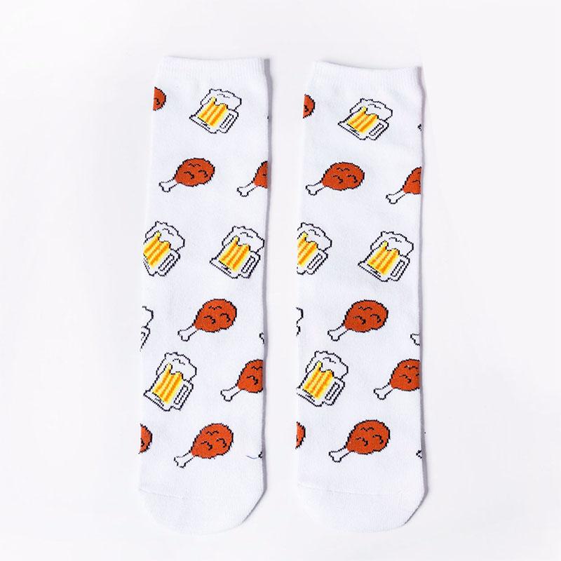 Харадзюку веселые носки мужские смешные мультяшные фрукты авокадо банан бургер картофель фри пиво печенье жареная курица еда носки носки для скейтборда