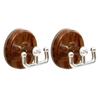 2pcs Reusable Double Hooks Wood Grain Clothes Hook Multi Purpose Suction Cup Hook  Universal