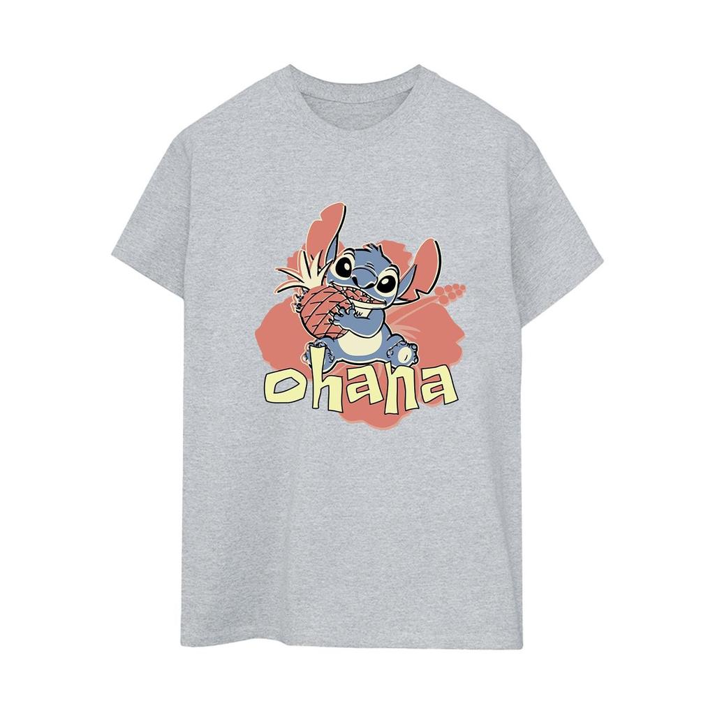 Disney Womens/Ladies Lilo And Stitch Ohana Pineapple Cotton Boyfriend T-Shirt
