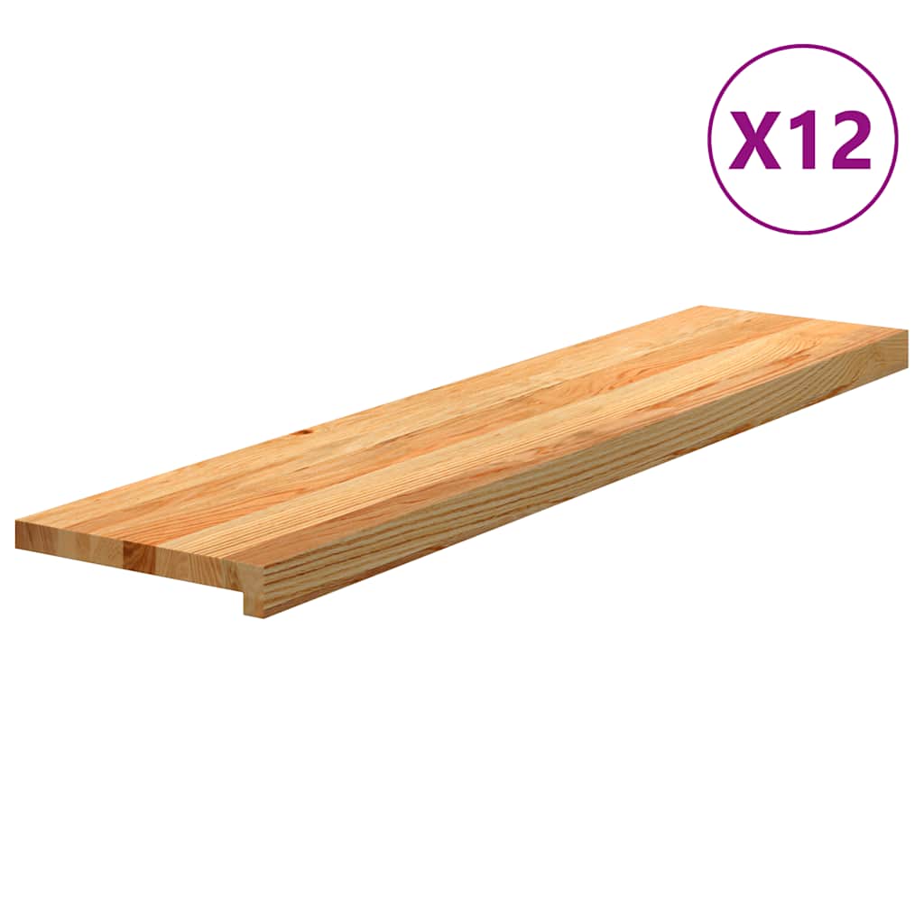 Vidaxl Stopnie Schodowe, 12 Szt. Brązowe 110X30X2Cm Lite Drewno Dębowe