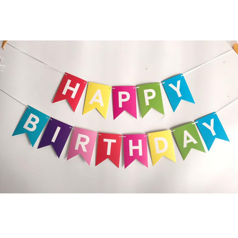 Birthday Party Decoration Bronzing Dovetail Flag Happy Birthday Birthday Flag Banner Bunting Custom