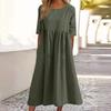 Women's Summer Solid Color Round Neck Half Sleeve Casual Long Solid Color Dress