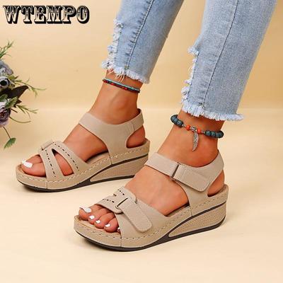 Женские сандалии, летние сандалии на каблуке, обувь на танкетке с мягкой подошвой для женщин, сандалии на платформе, роскошная обувь на каблуке