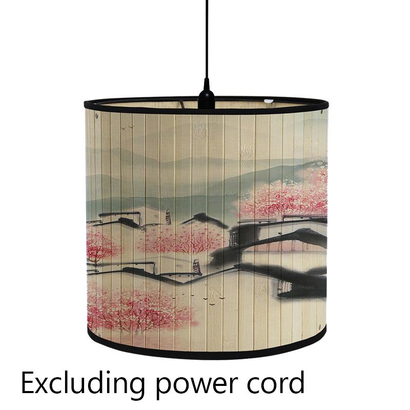 Абажур с цветочным принтом птицы, складной ретро бамбуковый абажур, абажуры ручной работы с зелеными растениями