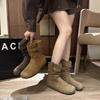 Retro Small Inner Heightening Short Boots Women's Spring and Autumn Sleeves Western Stacking Boots Slim Short Boots