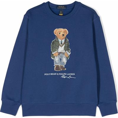 Polo Teddy Bear Letter Printing Толстовка с круглым вырезом и длинными рукавами Детская толстовка Синяя 323919722-006