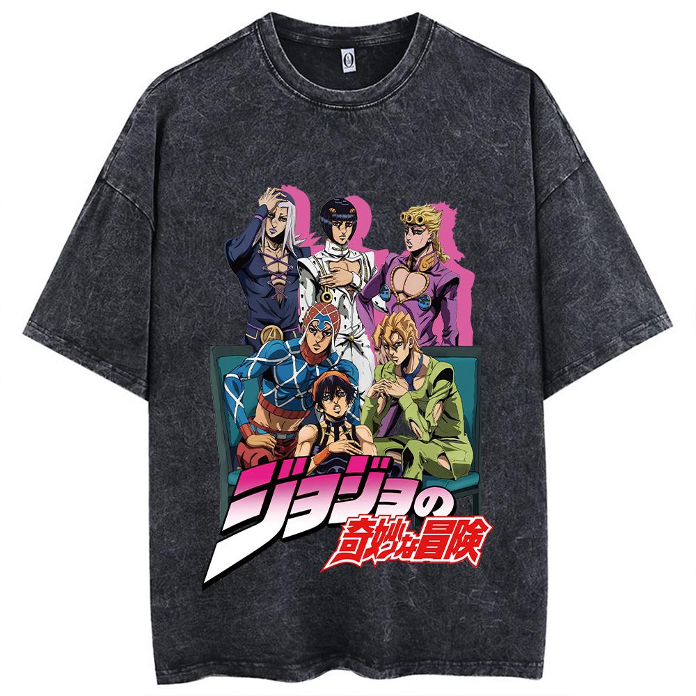 Стираные футболки для мужчин, короткие футболки с аниме-приключениями, женские топы, футболки с графическим принтом, короткий рукав