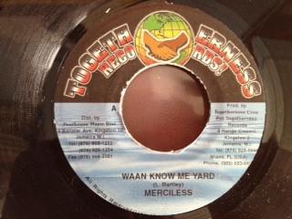 7-дюймовая пластинка MERCILESS / LEGEND - Waan Know Me Yard / Confrontation NONE Вместе Ре Ямайский Регги, Ска и Даб Использовано