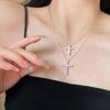 Diamond-Studded Cross Necklace: Elegant, Trendy, and Versatile Clavicle Chain for Couples
