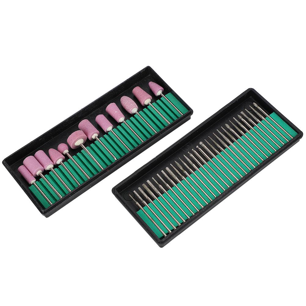 Набор игольчатых фрез для ногтей, полировальные боры, инструмент для маникюра и педикюра(12+30 шт. )