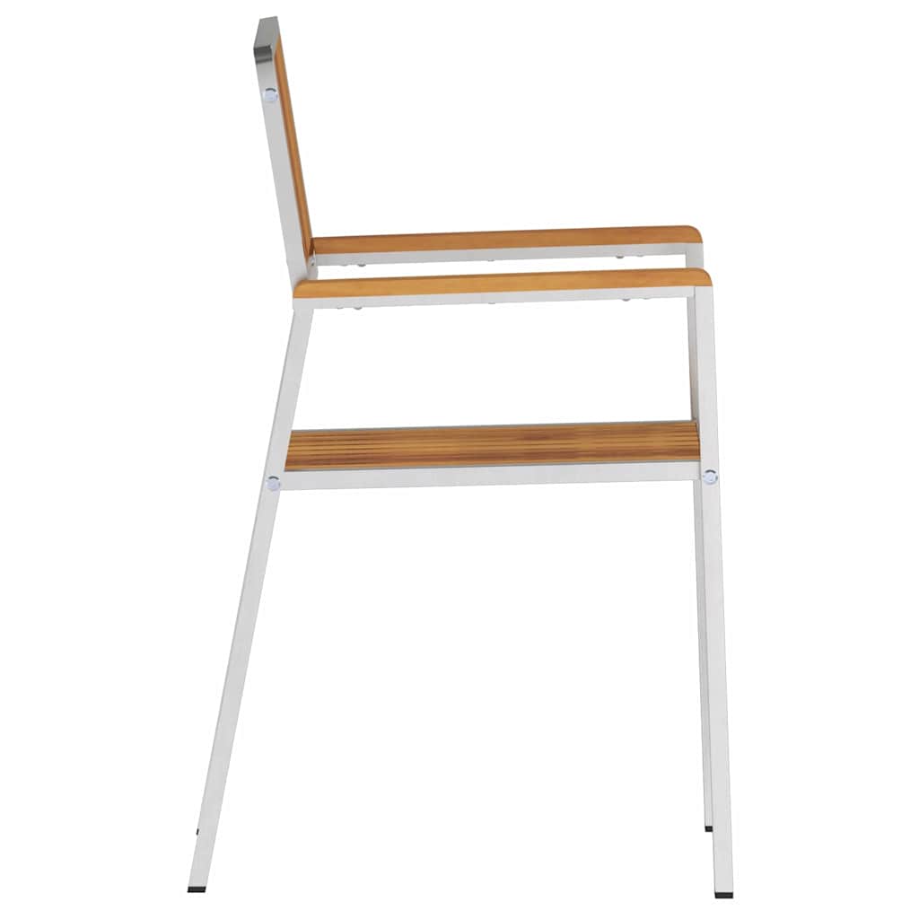 Garden Chair 8 pcs Solid Acacia Wood and Stainless Steel