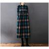 Women's Loose Spliced Cotton Linen Long Sleeved Dress