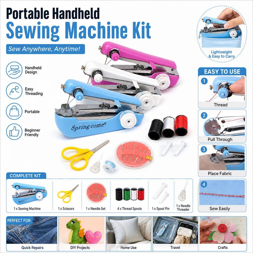 Thread Spools Handheld Sewing Machine Plastic Manual Sewing Machine Clothing Repair Kit