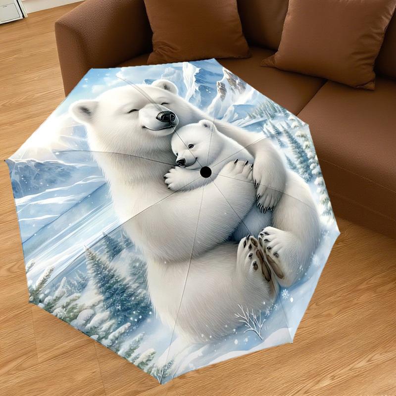 1PC Polar bear familyUmbrella-8-Rib Reinforced, Automatic Open, Lightweight & Durable, Cute Fashion Accessory for Outdoor-P123