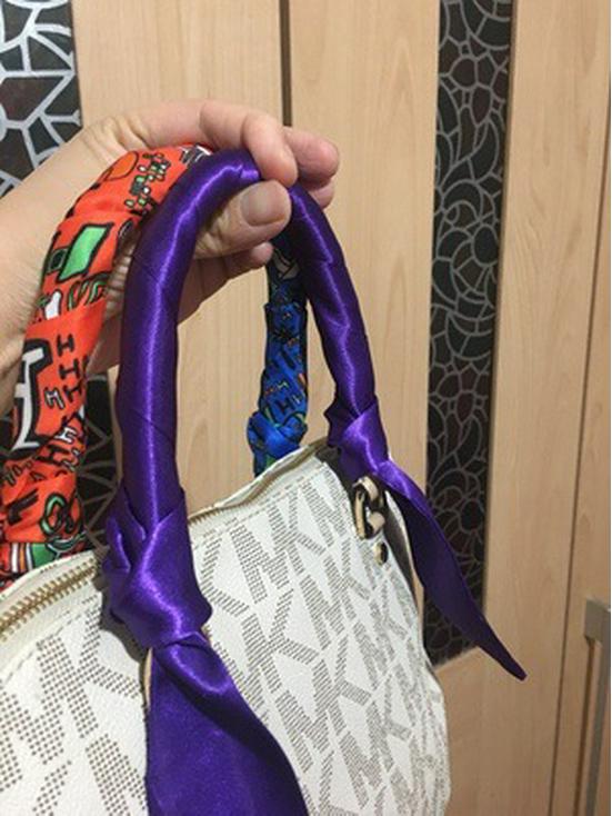 Однотонный шелковый шарф Mai Tong: Тонкая, узкая декоративная лента для ручек сумок