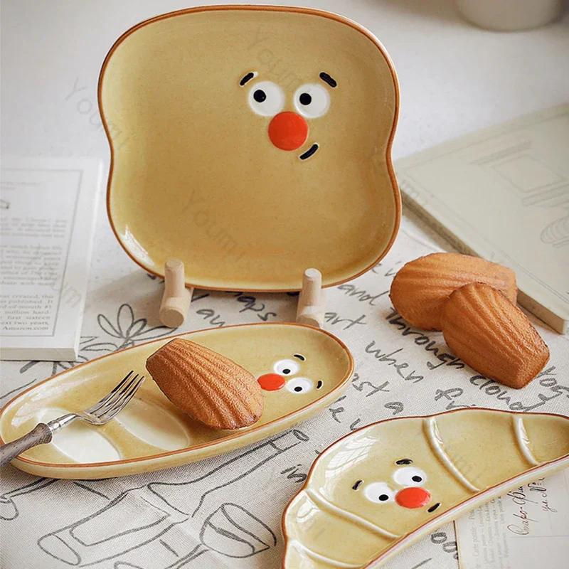 Креативные квадратные керамические тарелки, симпатичные тарелки для послеобеденного чая, закусок, десертов, домашних завтраков, фруктов, сэндвичей, уникальная посуда