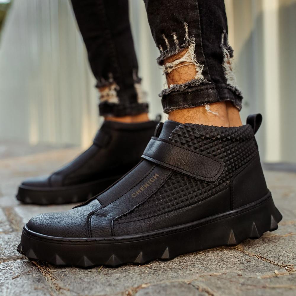 Chekich Мужская обувь, ботинки коричневого цвета, не кожаные застежки-липучки, удобная обувь для щиколотки зимнего сезона, эластичная лента, черная подошва, CH103