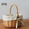 Натуральная плетеная корзина для цветов, ручная работа, ивовая корзина с ручкой, компактная, переносная, многофункциональная, пасхальная корзина для цветов с фруктами