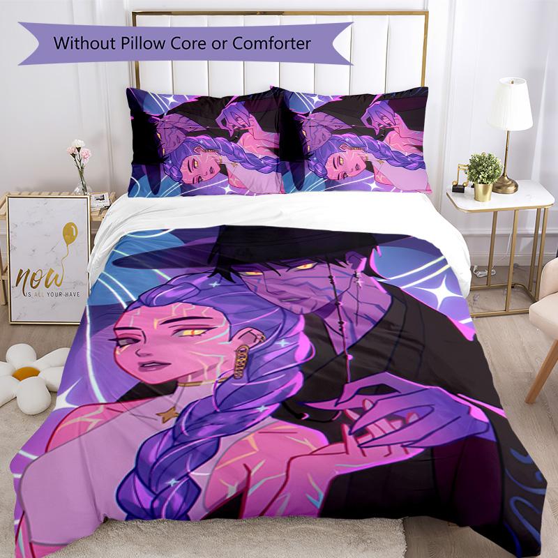 KPOP Hunter 3pcs Bedding Set Duvet Cover Closure Includes 1 Duvet Cover & 2 Pillowcases for All Seasons Bedroom Home Dorm Decor