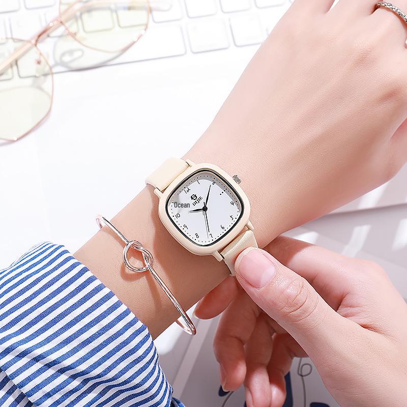 Кварцевые часы в стиле преппи, осветляющие кожу, унисекс, минималистичные, квадратные, для пар, наручные, для студентов