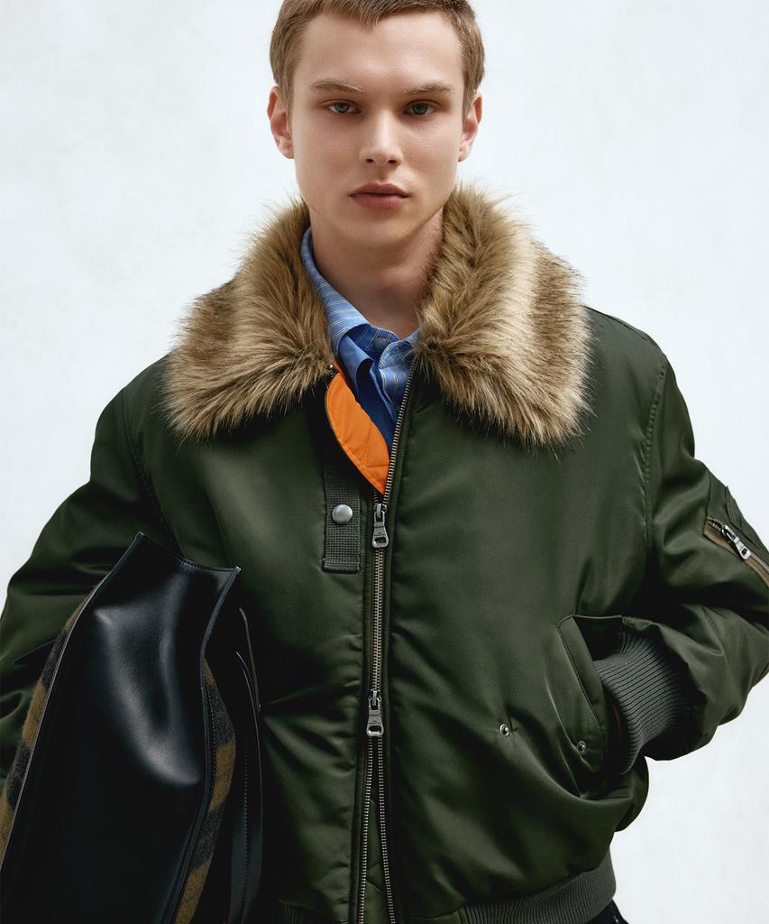Adsb Andersson Bell Fur Collar Ma-1 Bomber Awa737U(Khaki)