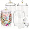 2pcs Candy Jars With Lids&Spoons 1/ 2Gallon Clear Plastic Cookie Container Large Airtight Apothecary Storage