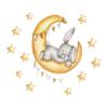 Grey Rabbit Lies On Moon Heat Transfer Film, Likable Little Animal Bunny Star Flag Vinyl Heat Transfer Printing Patch, For Baseball Cap Shoes Clothes