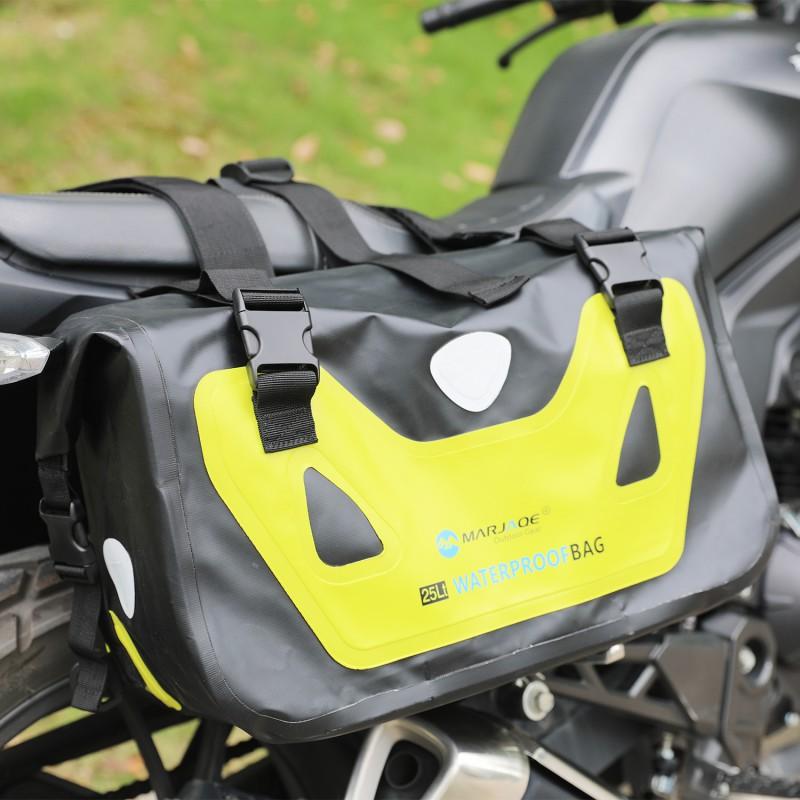 50L Waterproof Motorcycle Saddle Bag Rear Seat Tail Touring Motorcycles With PVC Material Fluorescent Green Orange