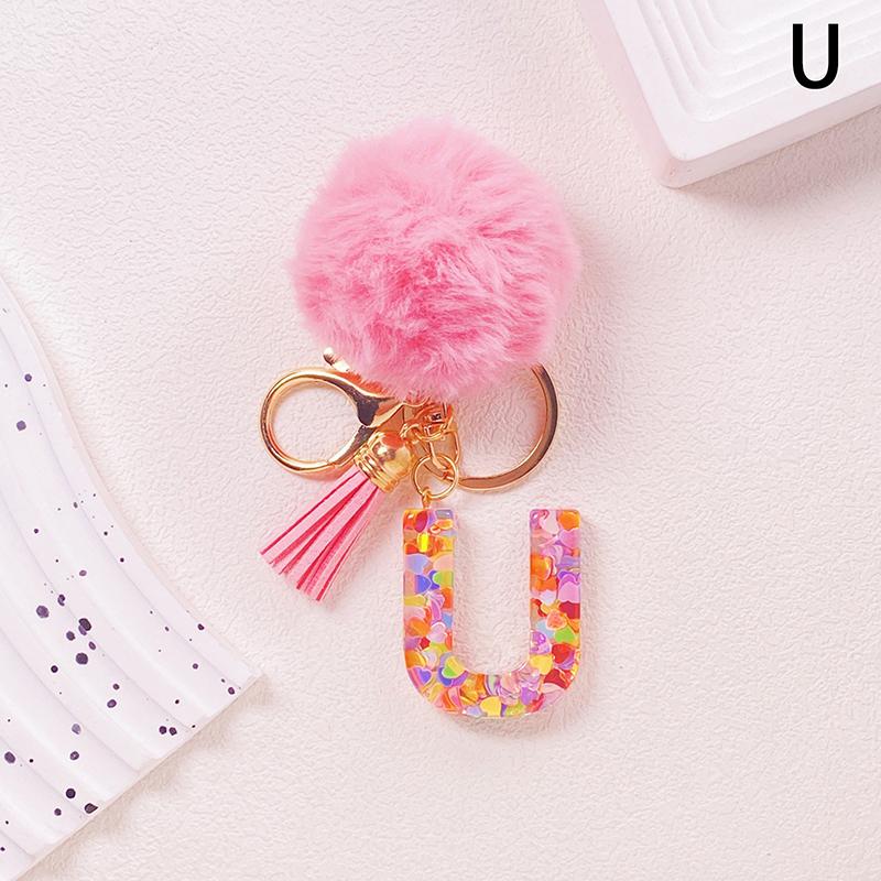 Очаровательный блестящий брелок с инициалами, сверкающий каучуковый кулон в виде алфавита с пушистой буквой, шарм для девочек, сумок, рюкзаков, аксессуаров