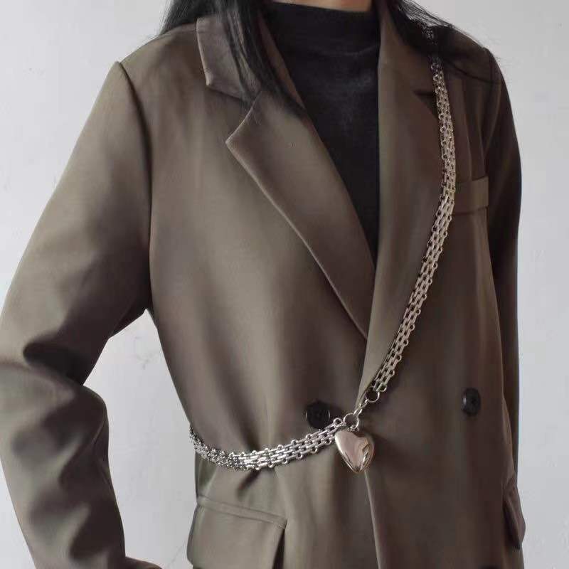 Женское преувеличенное блестящее металлическое ожерелье-цепочка с любовью, подвеска, украшение на талию, украшение на талию, украшение на талию для платья