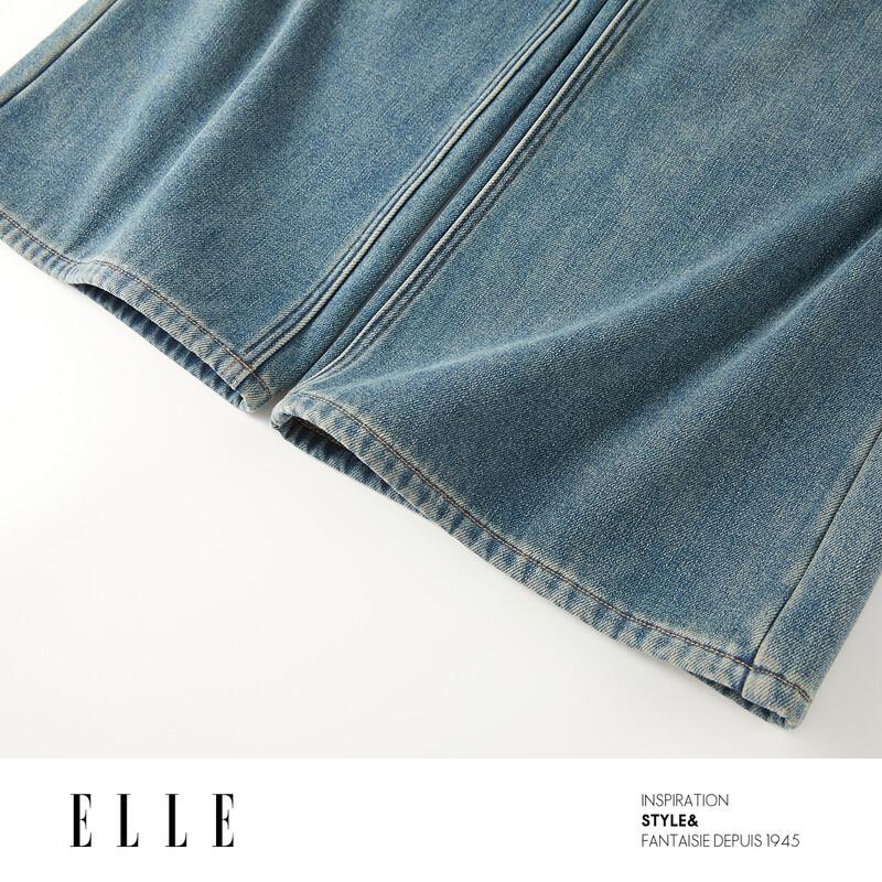 ELLE Women's Retro High-Waist Wide-Leg Jeans