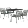 Five-Piece PE Rattan Garden Dining Set with Cushions & Stackable Chairs - Light Grey