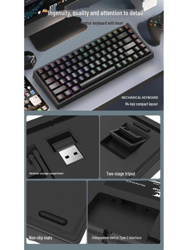 Беспроводная Bluetooth механическая клавиатура DIY Kit, RGB, три режима, 84-108 клавиш