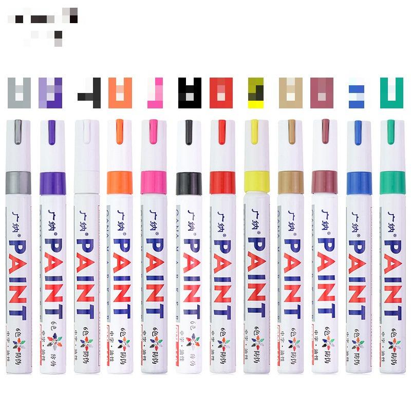 6 шт. цветные маркеры на основе перманентной краски, водонепроницаемые белые маркеры для протектора шин, резины, ткани, краски для металла, 12 цветов, маркеры для краски