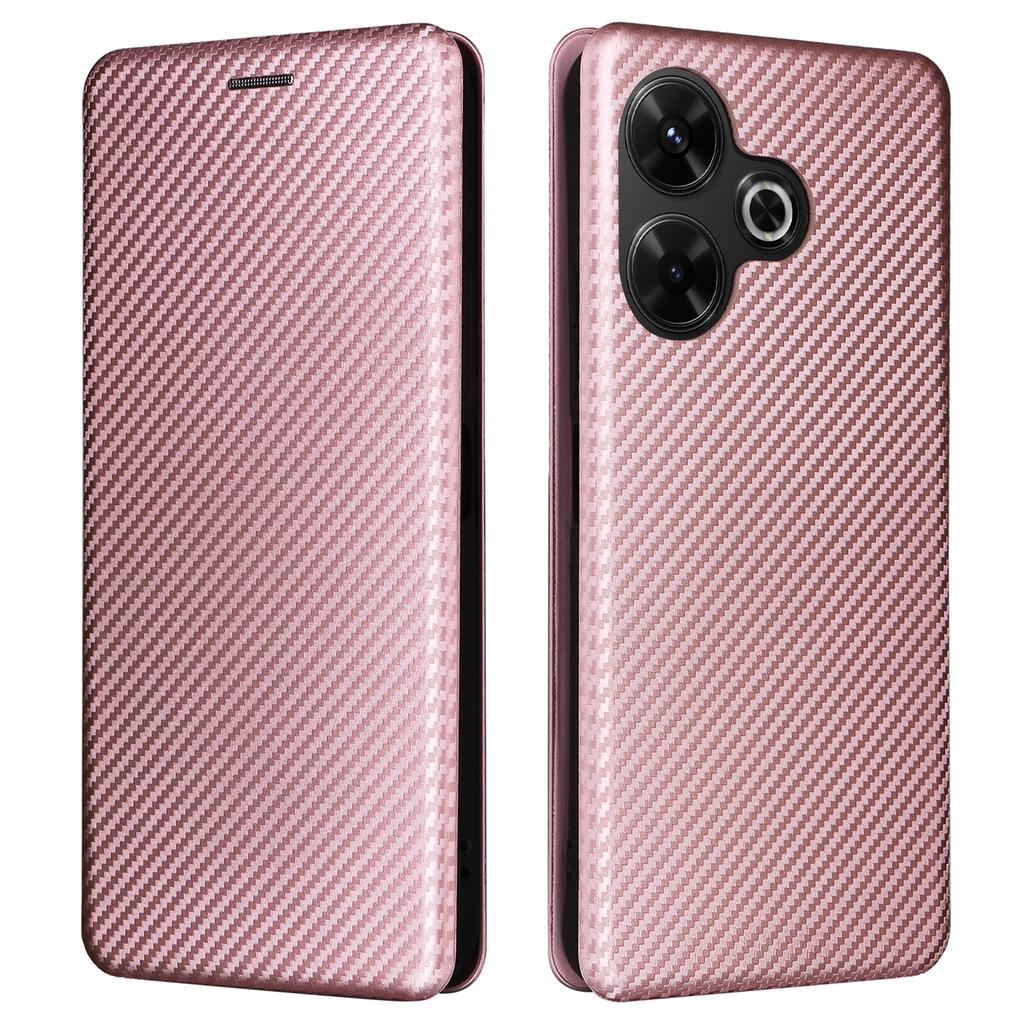 Для Xiaomi Redmi 13 5G/13 4G/Note 13R 5G Чехол для телефона Кожаная обложка-подставка с текстурой углеродного волокна