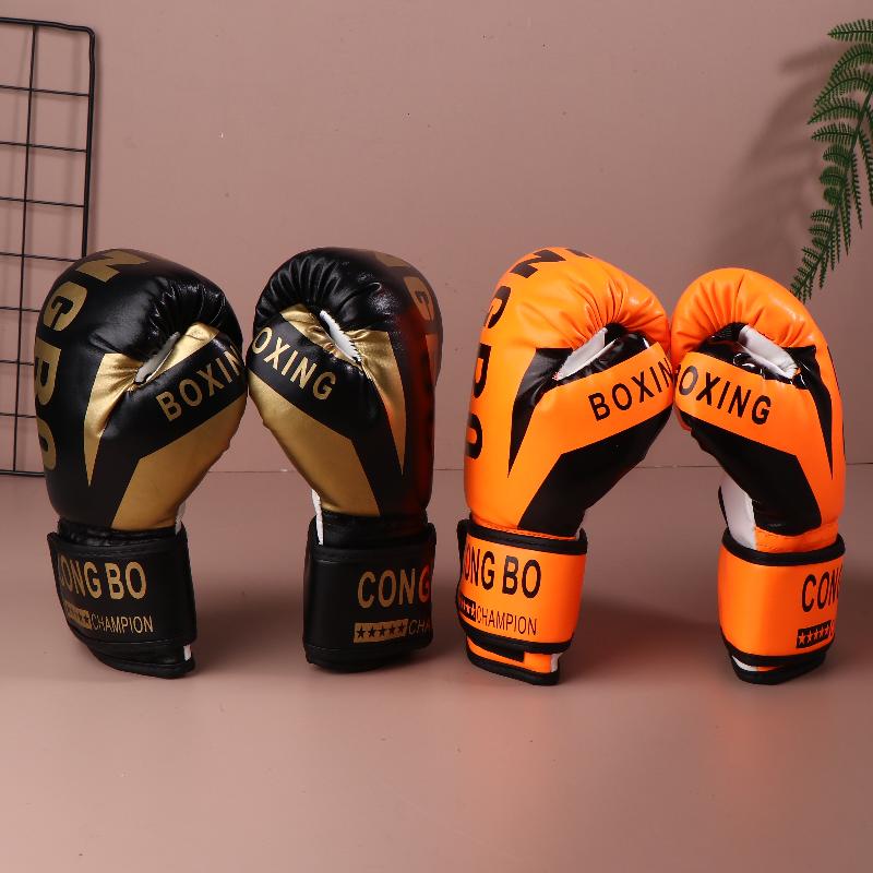 Детские 6 унций Профессиональные боксерские тренировочные спарринговые перчатки из ПУ кожи Детские дышащие перчатки для муай-тай, бокса, карате
