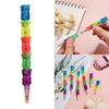 5 Pieces Cartoon Bear Building Block Pencils Stackable Plastic Pencils No Sharpening for Christmas Stocking Filler