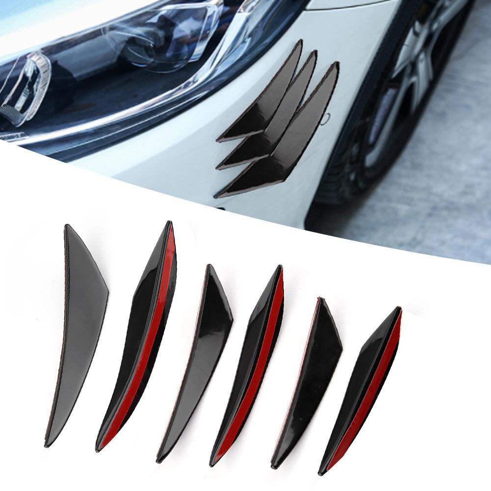 6Pcs Gloss Black Car Front Bumper Wind Knife Trims Front Bar Universal
