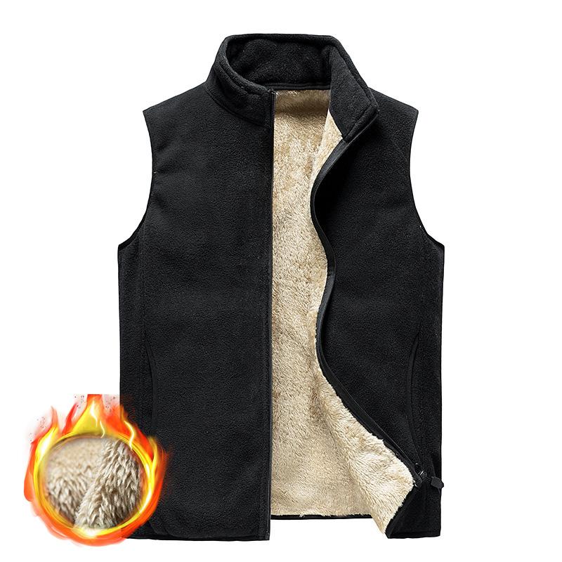 Осенне-зимний бархатный жилет, мужской однотонный жилет на молнии, мужской теплый бархатный жилет из ягненка, большие размеры M-8XL