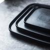 Japanese Black Frosted Steak Plate, High-Value Creative Square Plate, Restaurant Western Pasta Plate, Commercial Ceramic Dish Plate