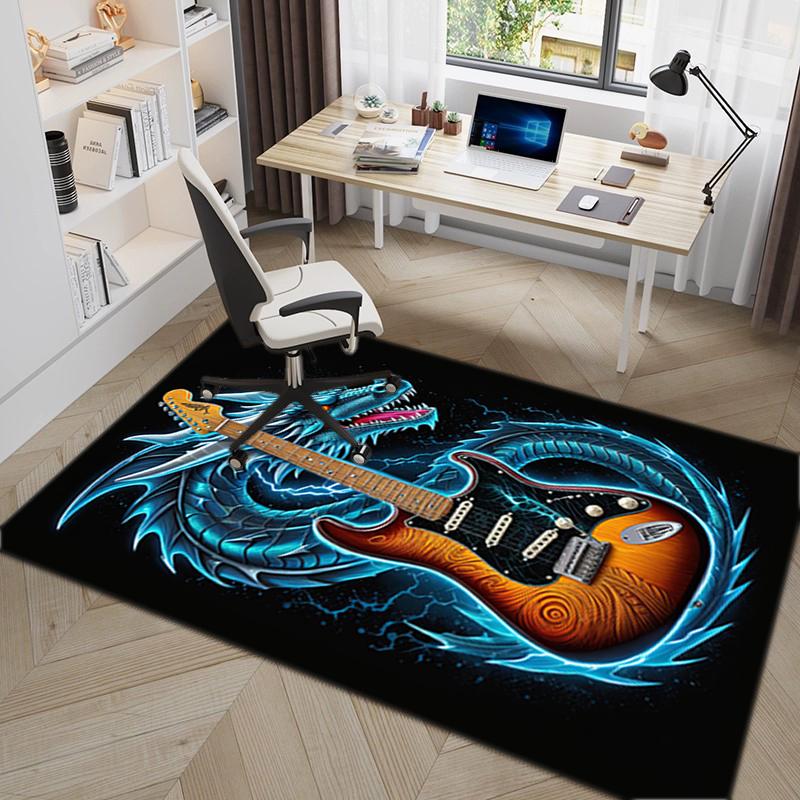 1Pc Electric guitar theme Printed circular carpet, home door mat, outdoor travel protection carpet A4