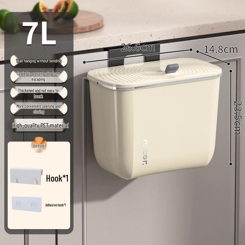 Large Capacity Wall-Mounted Trash Can with Lid for Bathroom, Kitchen, Bedroom, and Living Room