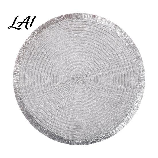 Modern Matte Texture Table Cover Christmas Round Mat with Tassel Heat Resistant PP Placemat Decorative Vase Waterproof for Holiday And New