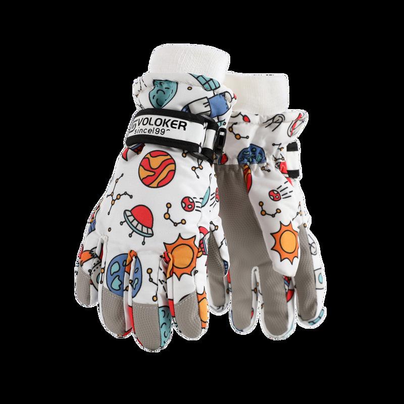 Водонепроницаемые детские горнолыжные перчатки — теплые, нескользящие, утолщенные, с бархатной подкладкой для мальчиков и девочек