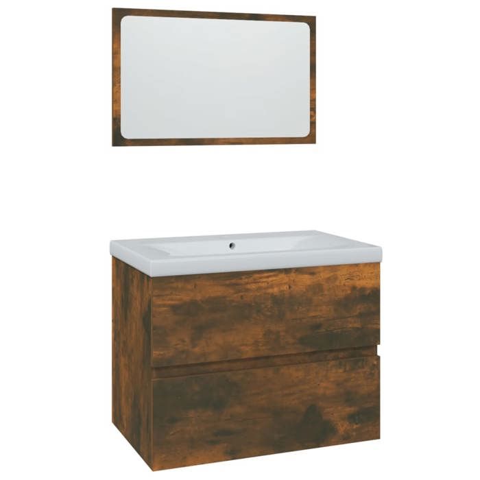 VidaXL Bathroom Furniture Under Sink Cabinet Mirror Vanity Cabinet Storage Cabinet Interior Smoked Oak Wood 3152873
