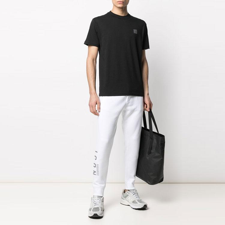Stone Island Logo Micro Round Neck Short Sleeve T-Shirt Men Tops Black 741523757-V0029