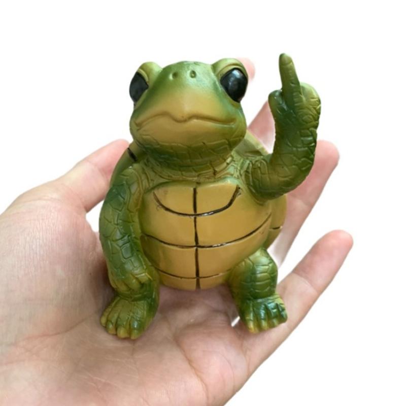 Забавная статуэтка животного Хайлендской коровы со средним пальцем Мини-фигурка милого кота Настольное украшение Скульптура черепахи из смолы Для дома и офиса