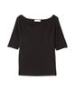 Natural Beauty Basic Cross Neck Rib Knit Black Women's Sweater,